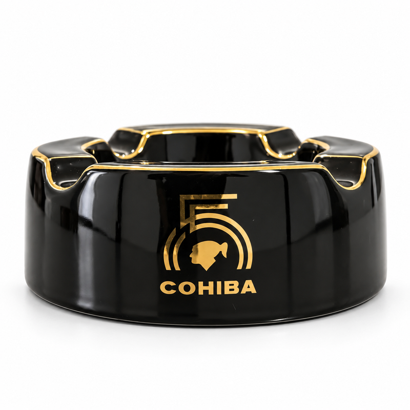 Cohiba Round Ceramic Cigar Ashtray with 4 Cigar Rests