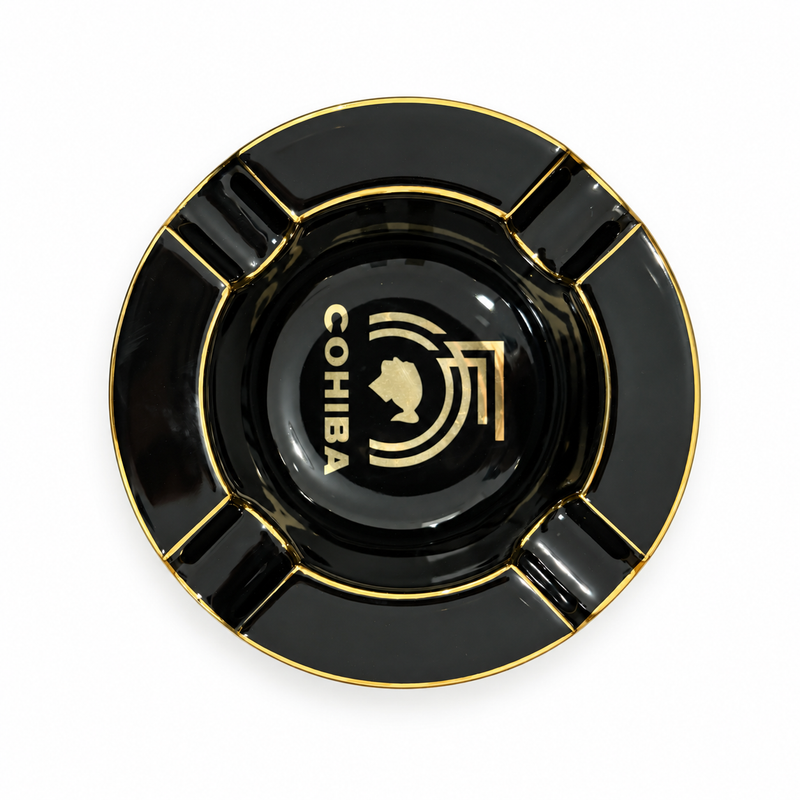 Cohiba Round Ceramic Cigar Ashtray with 4 Cigar Rests
